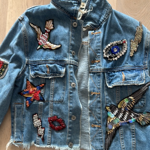 Sunset and spring embellished denim jacket - Picture 2 of 3